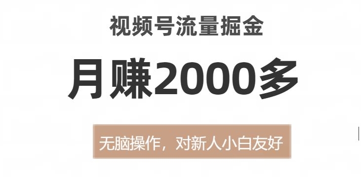 视频号流量掘金,无脑操作,对新人小白友好,月赚2000多【揭秘】-九零网创