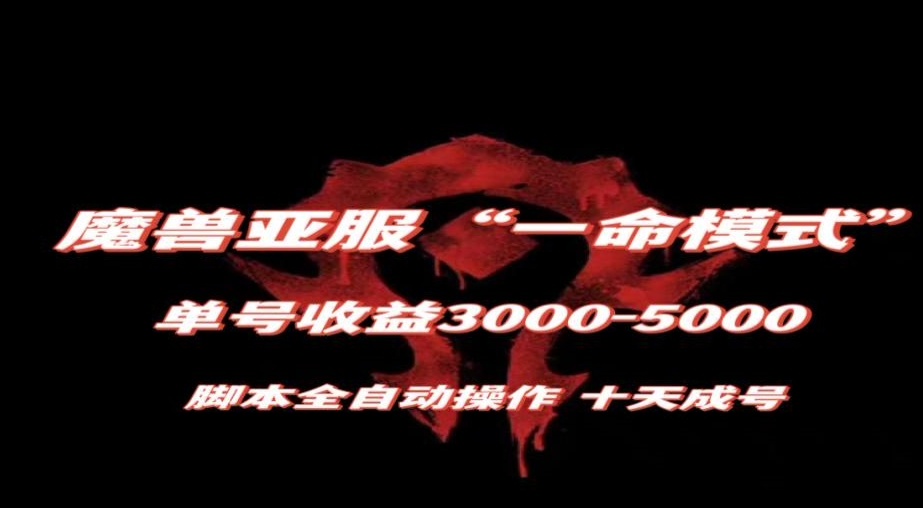 魔兽亚服一命模式，10天成号-单号3千-5千，脚本全自动操作，保姆级教学【揭秘】-九零网创