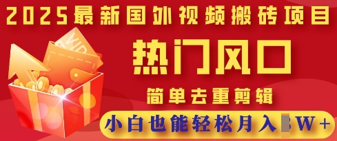 2025最新视频搬砖项目，热门风口，简单去重剪辑，小白也能轻松月入过W-九零网创