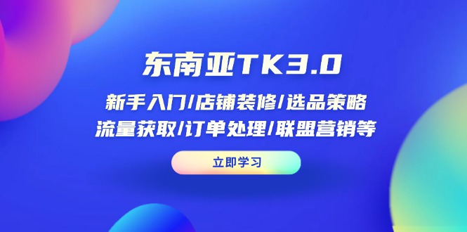 东南亚TK3.0：新手入门/店铺装修/选品策略/流量获取/订单处理/联盟营销等-九零网创