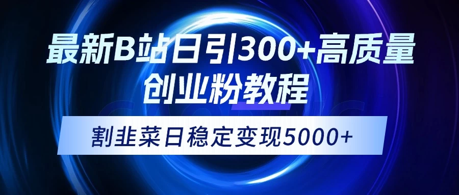 最新B站日引300+高质创业粉教程！“割韭菜”日稳定变现5000+！-九零网创