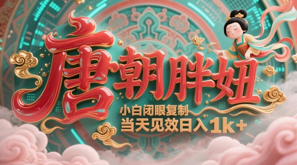用AI克隆“唐朝胖妞”日更3条，平台疯狂推流，小白闭眼复制，当天见效，日入1k+-秦汉日记