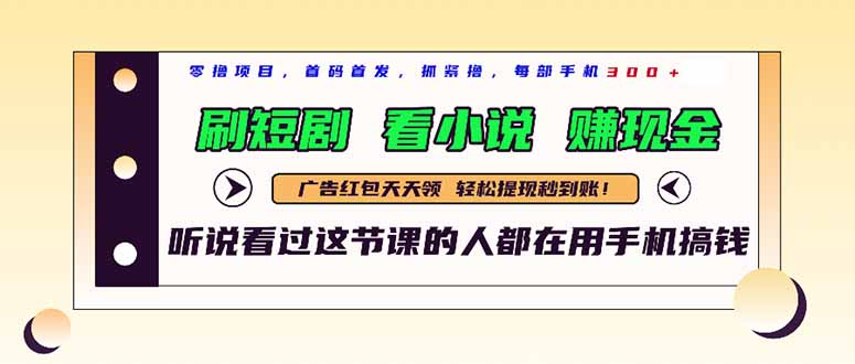 最新短剧平台，刷短剧，看小说，赚现金，一部手机日入300+-秦汉日记