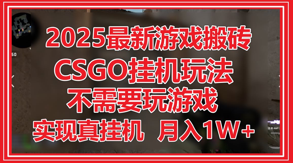 2025最新游戏搬砖，CSGO挂机，不需要玩游戏，实现真挂机，月入1W+-秦汉日记