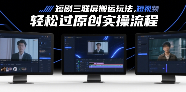 短剧三联屏搬运玩法，短剧搬运轻松过原创实操流程-秦汉日记