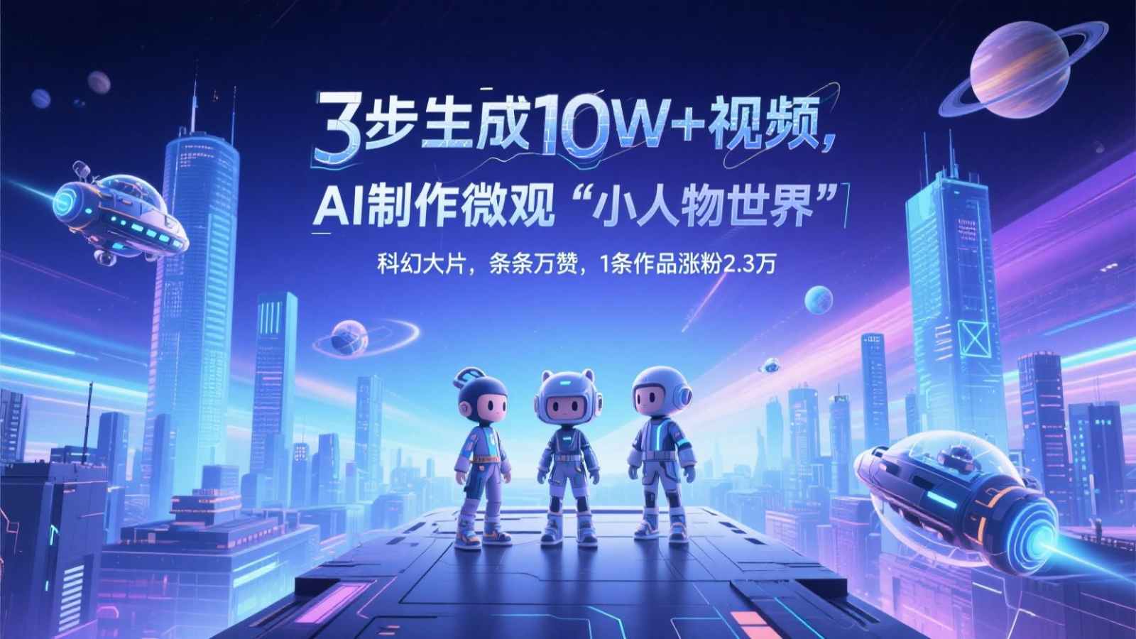 三步生成10W+视频，AI制作微观“小人物世界”科幻大片，条条万赞，1条作品涨粉2.3万-秦汉日记