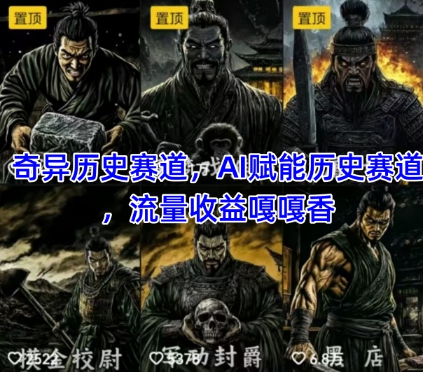 抖音奇异历史赛道，AI赋能历史赛道，流量收益嘎嘎香，狂撸伙伴计划-秦汉日记