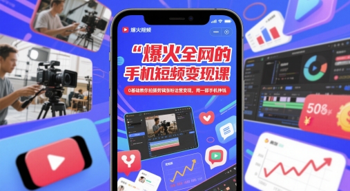 爆火全网的手机短视频变现课，0基础教你拍摄剪辑涨粉运营变现，用一部手机挣钱-秦汉日记