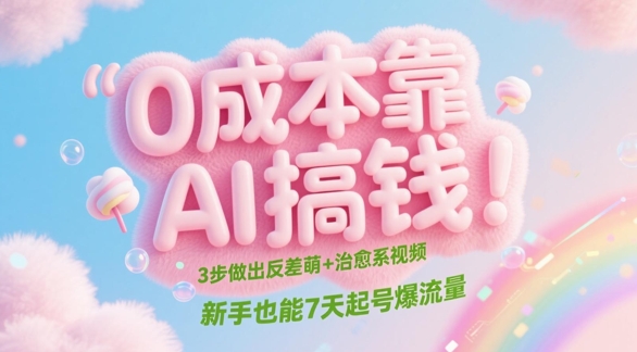 0成本靠AI搞钱！3步做出反差萌+治愈系视频，新手也能7天起号爆流量-秦汉日记