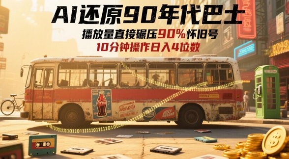 AI还原90年代巴士，一帧就让70后泪崩，播放量直接碾压90%怀旧号，每天操作十分钟，日入四位数-秦汉日记