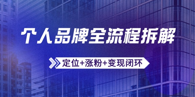 个人品牌全流程拆解：定位+涨粉+变现闭环，微信生态运营与资源整合-秦汉日记
