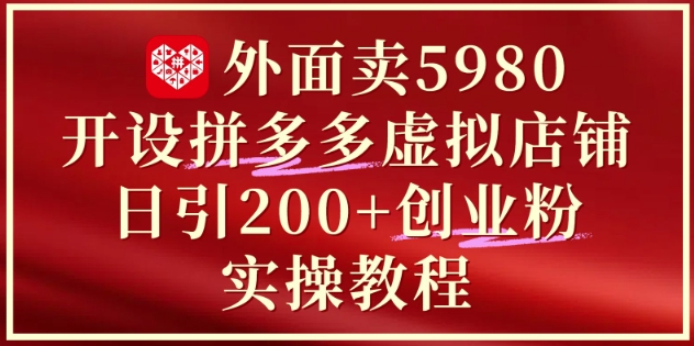 外面卖5980开设拼多多虚拟店铺：单日引流200+创业付费粉实战教程-秦汉日记