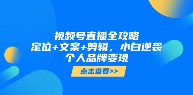 视频号直播全攻略，定位+文案+剪辑，小白逆袭个人品牌变现-秦汉日记
