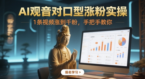 AI观音对口型涨粉实操，1条视频涨到千粉，手把手教你-秦汉日记