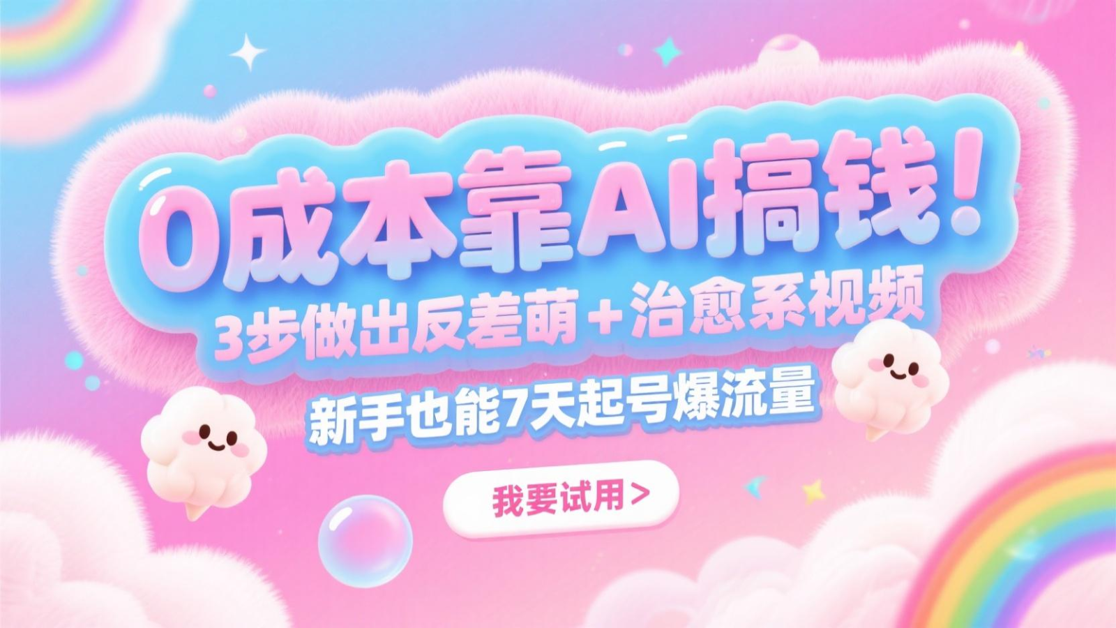 0成本靠AI搞钱！3步做出反差萌+治愈系视频，新手也能7天起号爆流量，月入5位数-秦汉日记