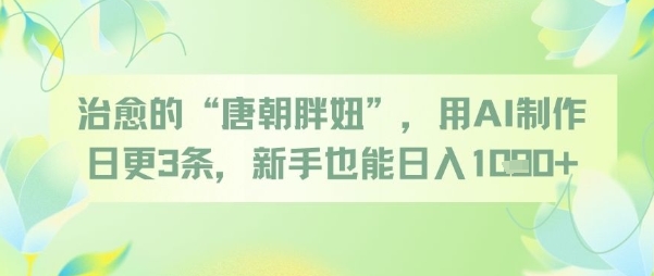 治愈的“唐朝胖妞”，用AI制作日更3条，新手也能日入多张-秦汉日记