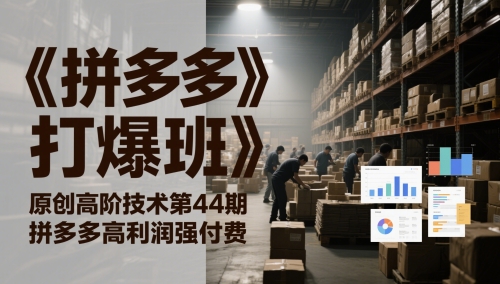 《拼多多打爆班》原创高阶技术第44期，拼多多高利润强付费-秦汉日记