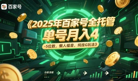 2025年百家号全托管，单号月入4-5位数，懒人福音，纯挂G玩法【揭秘】-秦汉日记