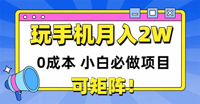 玩玩手机月入20000+，0成本小白必做项目，可矩阵-秦汉日记