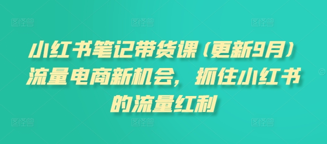 小红书笔记带货课(更新25年5月)流量电商新机会，抓住小红书的流量红利-秦汉日记