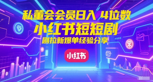 私董会会员日入4位数小红书红果短剧拉新爆单经验分享-秦汉日记