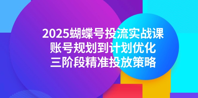 2025蝴蝶号投流实战课，账号规划到计划优化，三阶段精准投放策略-秦汉日记