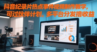 抖音纪录片热点事件视频制作教学，可过伙伴计划，多平台分发撸收益-秦汉日记