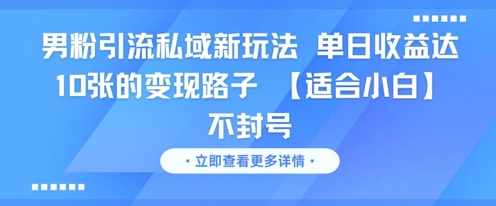 男粉引流私域新玩法，单日收益达10张的变现路子 【适合小白】不封号-秦汉日记