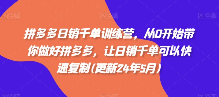 拼多多日销千单训练营，从0开始带你做好拼多多，让日销千单可以快速复制(更新25年6月)-秦汉日记