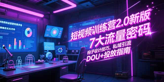 短视频训练营2.0新版，7大流量密码/钩子设计技巧/私域引流/DOU+投放指南-秦汉日记