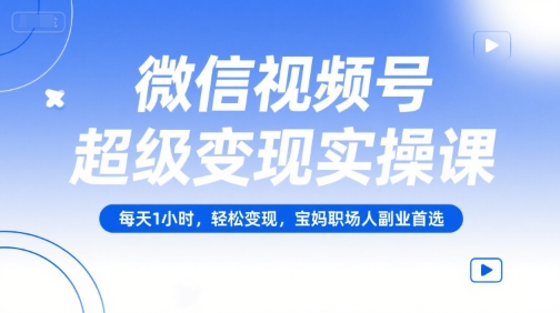 微信视频号超级变现实操课，每天1小时，轻松变现，宝妈职场人副业首选-秦汉日记