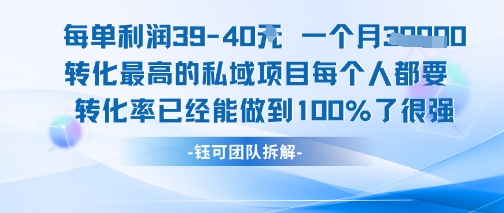 每单利润40一个月7k+转化最高的私域项目，每个人都要的产品转化率已经能做到100%-秦汉日记