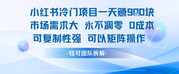 小红书冷门项目一天收益9张，市场需求大，0成本，可复制性强可以矩阵操作-秦汉日记