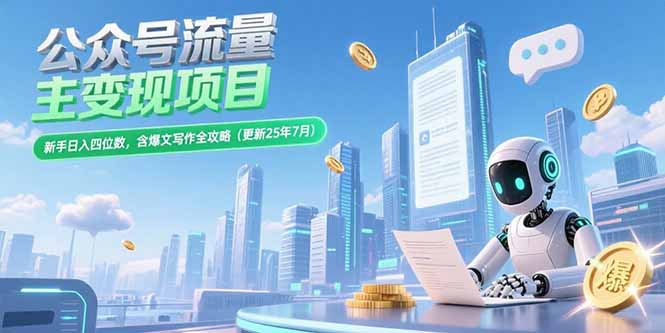 公众号流量主变现项目，新手日入四位数，含爆文写作全攻略(更新25年7月-秦汉日记