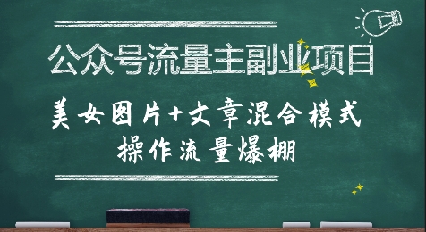 公众号流量主副业项目，美女图片+文章混合模式操作流量爆棚-秦汉日记