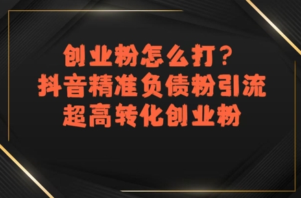 创业粉怎么打？抖音精准负债粉引流，超高转化创业粉-秦汉日记