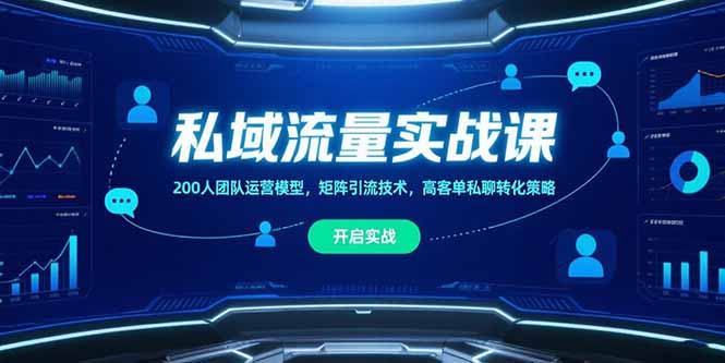 私域流量实战课，200人团队运营模型，矩阵引流技术，高客单私聊转化策略-秦汉日记