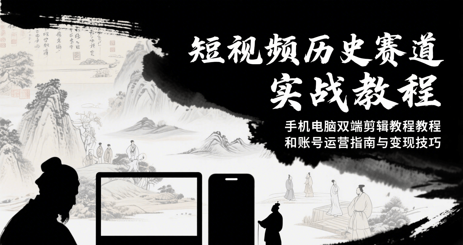 短视频历史赛道实战教程，手机电脑双端剪辑教程和账号运营指南与变现技巧-秦汉日记
