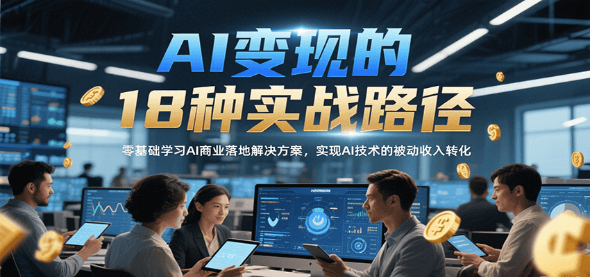 AI变现的18种实战路径，零基础学习AI商业落地解决方案，实现AI技术的被动收入转化-秦汉日记