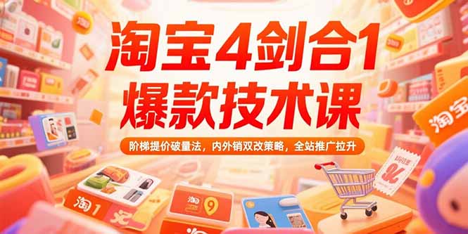 淘宝4剑合1爆款技术课73期：阶梯提价破量法，内外销双改策略 全站推广拉升-秦汉日记