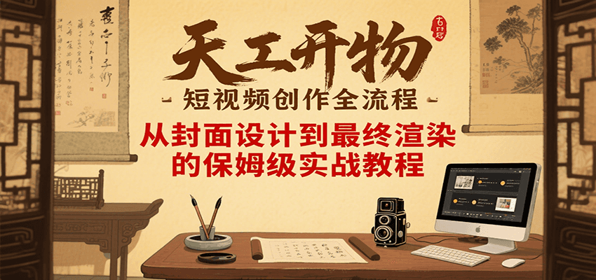 天工开物短视频创作全流程，从封面设计到最终渲染的保姆级实战教程-秦汉日记