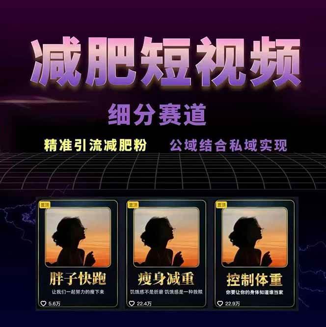 图片[2]-减肥短视频运营实战课：含素材制作、剪映教学，讲精准引流、变现设计与内容模板技巧-九零网创