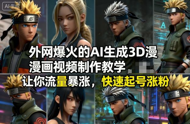 外网爆火的AI生成3D漫画视频制作教学，让你流量暴涨，快速起号涨粉！-九零网创