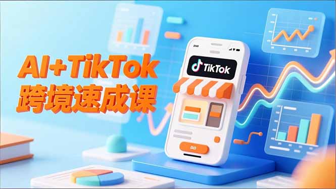 AI+TikTok跨境速成课，智能翻译、店铺定位、流程拆解，7天高效上线运营-九零网创