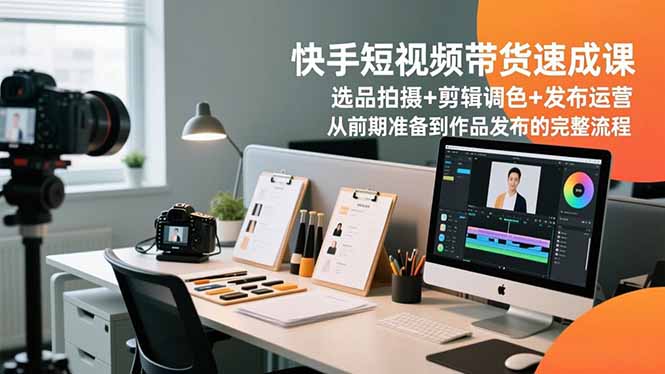 快手短视频带货速成课，选品拍摄+剪辑调色+发布运营，从前期准备到作品发布的完整流程-九零网创