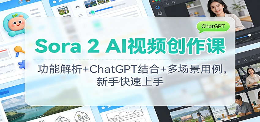 Sora 2 AI视频创作课：功能解析+ChatGPT结合+多场景用例，新手快速上手-九零网创