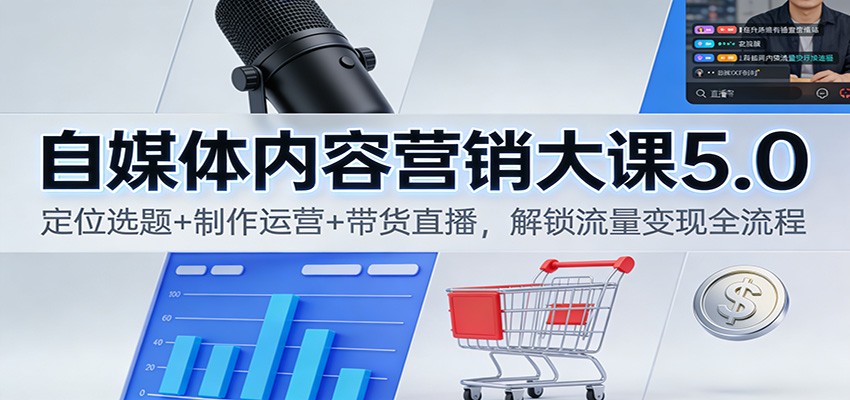 自媒体内容营销大课5.0：定位选题+制作运营+带货直播，解锁流量变现全流程-九零网创