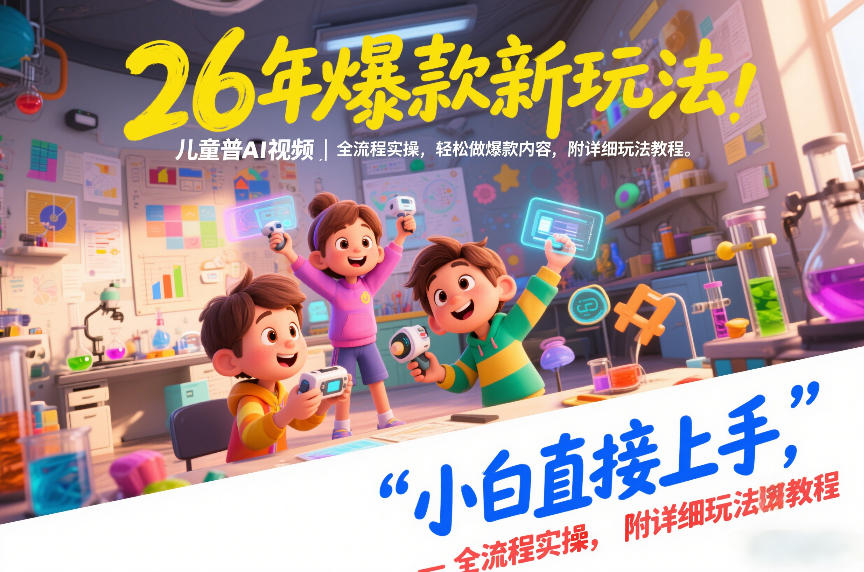 26年爆款新玩法，儿童科普AI视频，全流程实操，轻松做爆款内容，小白直接上手，附详细玩法教程-九零网创