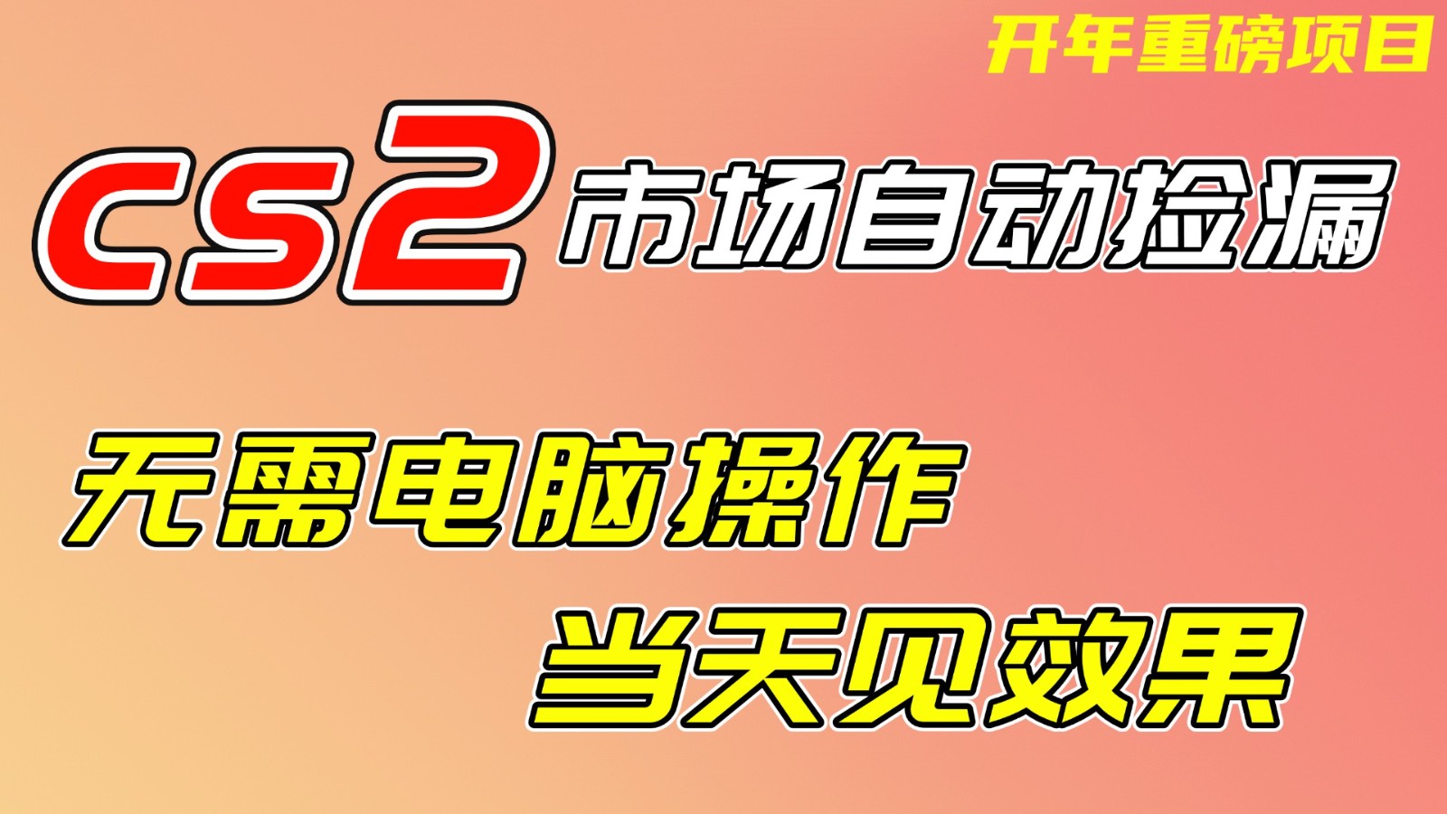 CS2市场挂机项，无需电脑操作，无需进入游戏，当天见效果，支持任何形式验证-九零网创