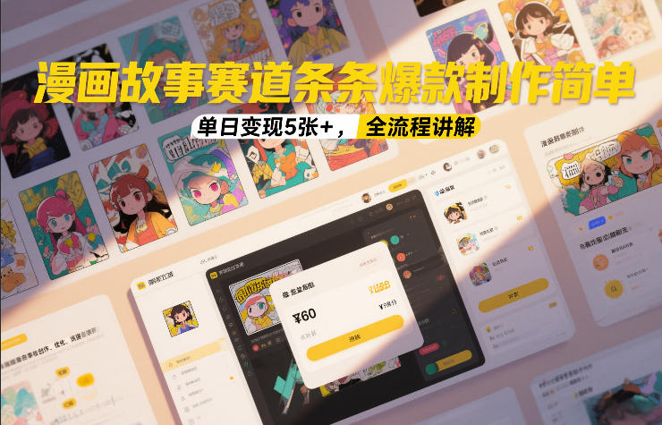 漫画故事赛道条条爆款制作简单，单日变现5张+，全流程讲解-九零网创